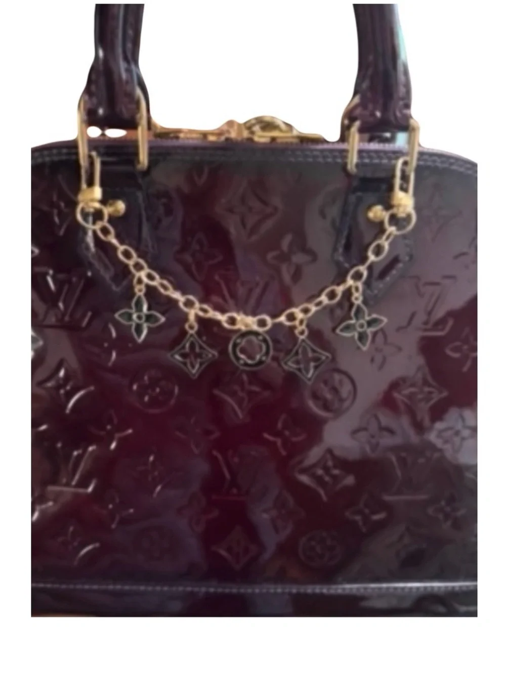 ⚜️ Louis Vuitton LV Monogram Vernis Patent Leather Alma PM Burgundy Violette COA - Picture 5 of 16